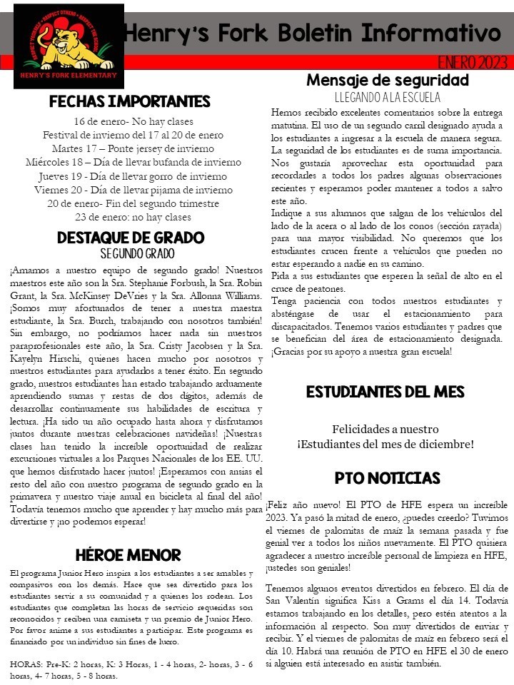HFE Newsletter January Spanish