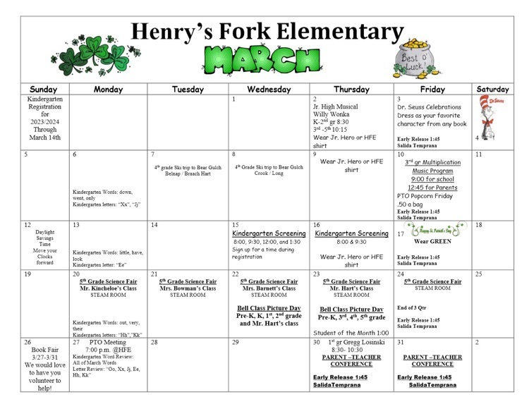 March Calendar.