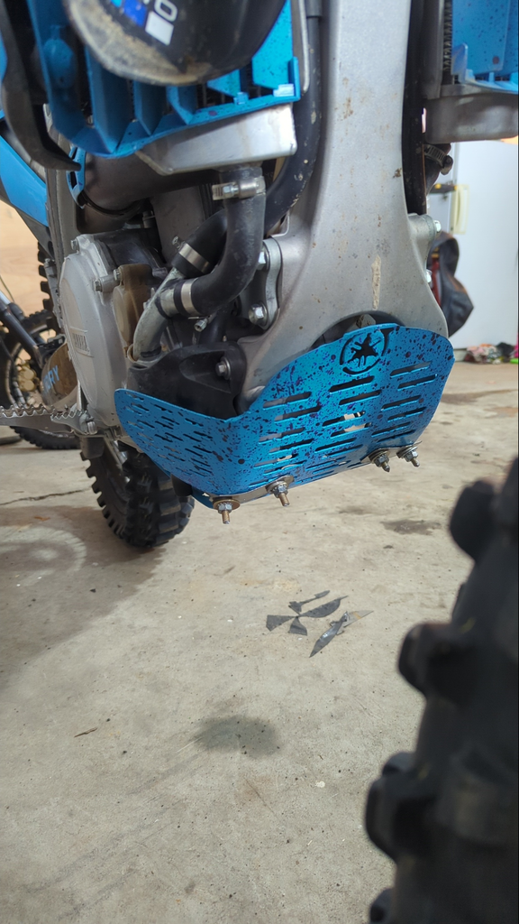 Dirt bike skid plate designed and built in the ag shop!
